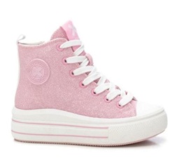 BOTAS TIPO CONVERSE ROSAS GLITTER