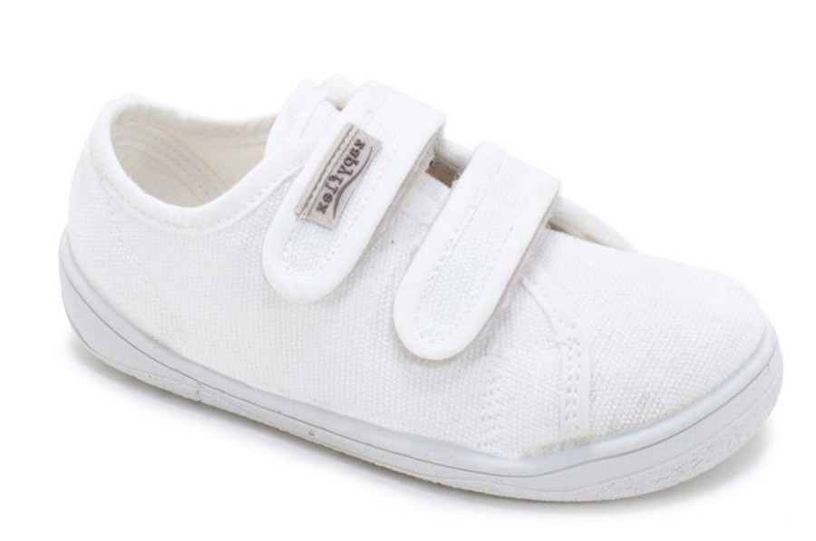 Zapatillas niña Zapy modelo Poniente color blanc0 calzado respetuoso barefoot unisex muy comodas y super flexibles lonetas Zapyflex con cierre de doble tira adherente made in Spain