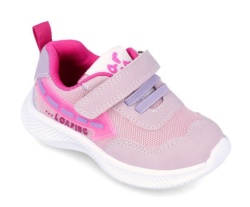Zapatillas niña con luces Garvalin color rosa de rejilla deportivas con luces Garvalin con cierre de velcro y elasticos muy comodas y ligeras