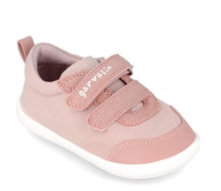 Zapatillas niña de lona Garvalin barefoot rosa zapato casual de lona de calzado respetuoso de Garvalin con cierre de velcro y puntera reforzada muy comodos y flexibles