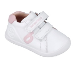 Zapatillas niña escolares Biomecanics barefoot blanc0 y rosa napa calzado respetuoso con el desarrollo natural del pie para gateo y primeros pasos colegiales de piel y cierre de tira adherente con plantilla antibacteriana - Ítem