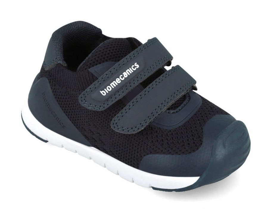 Zapatillas niño Biomecanics de rejilla azul marinor zapato basico sport respetuoso con el desarrollo natural del pie para gateo y primeros pasos con cierre de tira adherente plantilla antibacterina always dry