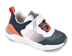 Zapatillas niño Biomecanics de rejilla color azul naranja y blanco deportivas sneakers con cierre de velcro y elasticos muy ligeras frescas y cómodas