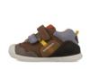 Zapatillas niño Biomecanics urban color chocolate azul y rojo de piel nobuck zapatos respetuosos con el crecimiento natural del pie para gateo y primeros pasos con cierre de doble tira adherente by Biomecanics y avalados por el IBV - Ítem2