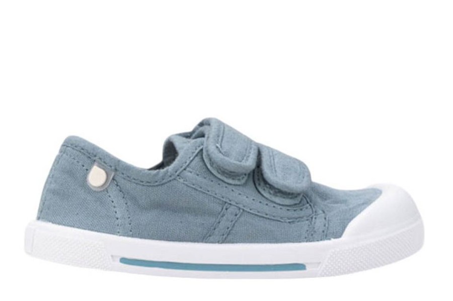 Zapatillas niño Igor Modelo Canvas color azul oceano calzado respetuoso mas ancho de puntera barefoot muy comodas y flexibles lonetas Igor unisex con puntera reforzada y cierre de doble tira adherente made in Spain
