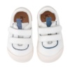 Zapatillas niño Igor modelo Berlin 1974 escolares barefoot color blanc0 y azul jeans calzado respetuoso de piel de la marca Igor colegiales muy comodas y flexibles con puntera reforzada y cierre de doble tira adherente made in Spain - Ítem1