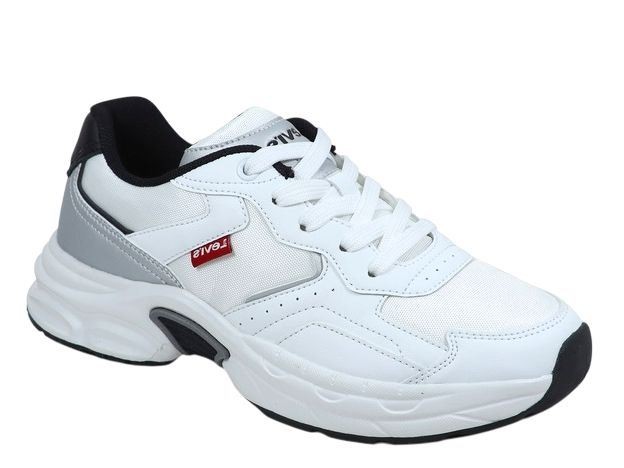 Zapatillas niño Levis modelo Tyler color blanc0 negro y plata deportivos Levis con cierre de cordones muy ligeras super light y muy trending sneakers Levis para combinar con jeans o cualquier look