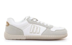 Zapatillas niño Mustang free barefoot color Losfo off white Action Pu blanc0 y gris cierre de cordones calzado respetuoso de piel sintetica vegana para juniors y con plantilla de transicion para los no acostumbrados al calzado barefoot muy comodas