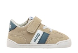 Zapatillas niño Mustang Free barefoot color abi sand modern blue arenaazul y blanc0 deportivos de calzado respetuoso con certificado vegano muy comodas y flexibles con cierre de tira adherente y elasticos by Mustang kids