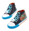 Zapatillas niño Mustang Free barefoot color Usain azul navy con estampado de dinosaurio robot y luces en los cordones con boton on off deportivos tipo bota de Mustang calzado respetuoso con cierre de cremallera lateral - Ítem4