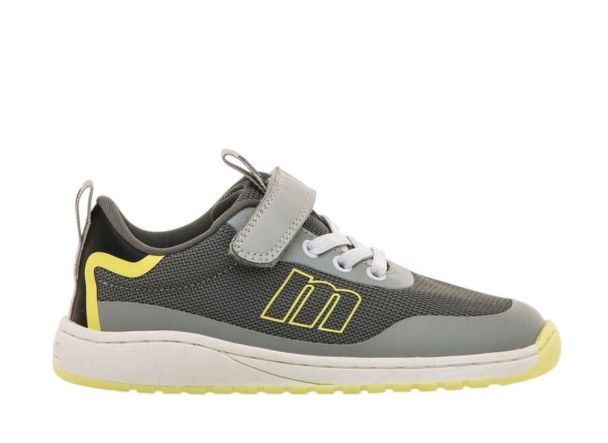Zapatillas niño Mustang barefoot color tpu grey gris y amarillo deportivos para junior de calzado respetuoso muy comodos y muy flexibles sneakers con cierre de tira adherente y elasticos