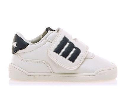Zapatillas niño Mustang colegiales barefoot color usain blanc0 y azul navy calzado respetuoso de Mustang con cierre de doble tira adherente deportivos escolares casual muy comodos y flexibles