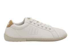 Zapatillas niño Mustang free barefoot color Murri white blanc0 y marron cierre de cordones calzado respetuoso para juniors y con plantilla de trasición para los que no estan acostumbrados al calzado barefoot de piel sintetica con certificado vegano