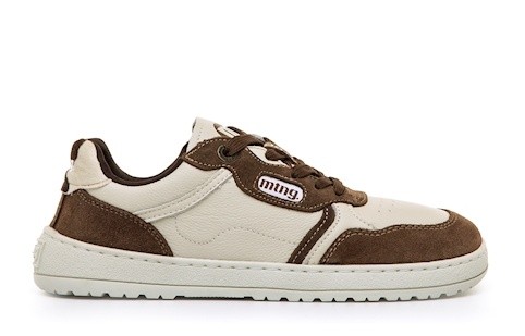 Zapatillas niño Mustang free barefoot de piel color suede moka nappa con cierre de cordones 2 juegos combinables calzado respetuoso para juniors y con plantilla de transición para los que no estan acostumbrados al calzado barefoot muy flexibles