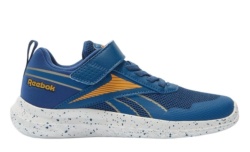 Zapatillas niño Reebok Rush Runner 5 Elastic Lace Top Strap color azul ambar y blanc0 deportivas muy ligeras de Reebok con cierre de tira adherente y elasticos deportivos de Reebok para runners