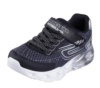 Zapatillas niño Skechers Quantroid color negro y plata con luces en la suela que se iluminan y boton on off deportivas con cierre de tira adherente y elasticos ligeras y con sistema easy on off - Ítem1