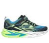 Zapatillas niño Skechers Flex Glow Ultra color azul negro y lima con luces en la suela que se iluminan con boton on off cierre de tira adherente y elasticos ligeras y con sistema easy on off - Ítem1