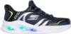 Zapatillas niño Skechers modelo Brisk Beams con luces en la suela con tecnologia Slip-ins para ponerselas sin manos hands free color negro azul y lima con suela air cooled y memory foam muy comodas y con luces de Skechers - Ítem1