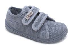 Zapatillas niño Zapy modelo Poniente color gris calzado respetuoso barefoot muy comodas y super flexibles lonetas Zapyflex con cierre de doble tira adherente made in Spain