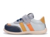 Zapatillas niño barefoot de la marca Zapy gama zapyflex modelo Metz color azul navy celeste naranja y mostaza sneakers Zapy calzado respetuoso muy comodo con cierre de tira adherente y elasticos made in Spain by Zapy natural steps - Ítem1