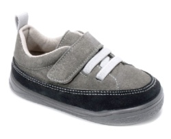 Zapatillas niño barefoot de la marca Zapy modelo Palermo zapatos Brucher color gris marengo sneakers Zapyflex calzado respetuoso fabricado en España con cierre de tira adherente y elasticos muy comodas y flexibles