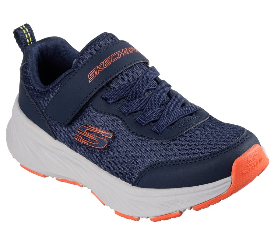 Zapatillas niño de la marca Skechers Edgeride color azul navy y naranja muy ligeras deportivas Skechers para niños con cierre de tira adherente y elasticos con sistema easy on off lavables en lavadora
