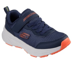 Zapatillas niño de la marca Skechers Edgeride color azul navy y naranja muy ligeras deportivas Skechers para niños con cierre de tira adherente y elasticos con sistema easy on off lavables en lavadora