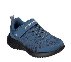 Zapatillas niño de la marca Skechers modelo Bounder Quantarun color azul slate con suela negra muy ligeras deportivas Skechers con cierre de tira adherente y elasticos con sistema easy on off lavables en lavadora Designed in Los Angeles by Skechers
