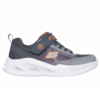 Zapatillas niño de la marca Skechers modelo Krendox color gris y naranja y suela blanca con luces que se iluminan cierre de tira adherente y elasticos ligeras y muy comodas - Ítem1