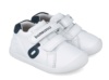 Zapatillas niño escolares Biomecanics barefoot blanc0 y azul calzado respetuoso con el desarrollo natural del pie para gateo y primeros pasos colegiales con exterior de piel y cierre de tira adherente con plantilla antibacteriana - Ítem1