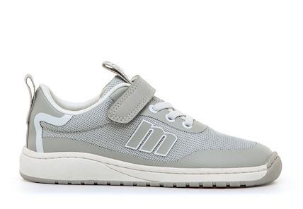 Zapatillas niño y niña Mustang Free barefoot color Tpu grey Zytre grey gris y blanc0 deportivos para juniors de calzado respetuoso muy comodas y muy flexibles con cierre de tira adherente y elasticos Mustang free con certificado vegano