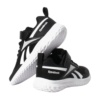 Zapatillas niño y niña Reebok modelo Runner 5 Eleastic lace and top strap color negro con el logo blanc0 y suela blanca deportivos de running muy ligeras de Reebok con cierre de tira adherente y elasticos deportivas Reebok para runners muy comodas - Ítem3