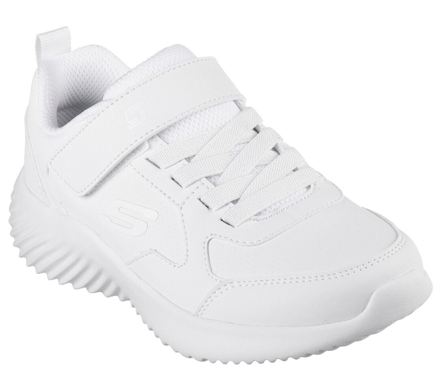 Zapatillas niño y niña Skechers color blanc0 lavables a en lavadora deportivos escolares de Skechers muy comodos con cierre de velcro y elasticos zapatillas colegiales Skechers School Uniform Ready