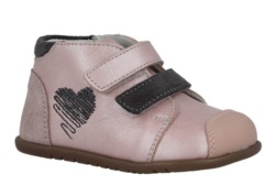 Zapatos Andanines Manchester rosa y gris con corazon en el lateral calzado respetuoso de Andanines de piel y fabricado en España muy comodos - Ítem