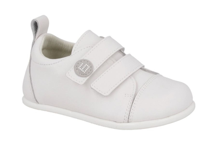 Zapatos deportivos niño Andanines barefoot de piel napa zeus color blanc0 con puntera reforzada calzado respetuoso de Andanines colegiales escolares fabricados en España muy comodos y flexibles