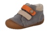 Zapatos niño Andanines barefoot color gris azulado gama gateaflex calzado respetuoso en piel bourne dijon con cierre de doble tira adherente en naranja y arena para gateo y primeros pasos made in Spain muy comodos y flexibles - Ítem1