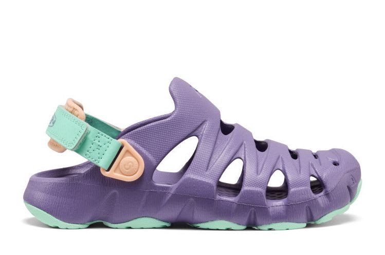 Zuecos niña de la marca Keen modelo Hyperflt color lila aqua y melocoton sandalias cangrejeras de Keen muy comodas y muy ligeras para playa piscina y cualquier uso con la calidad de Keen ideales para lucir este verano