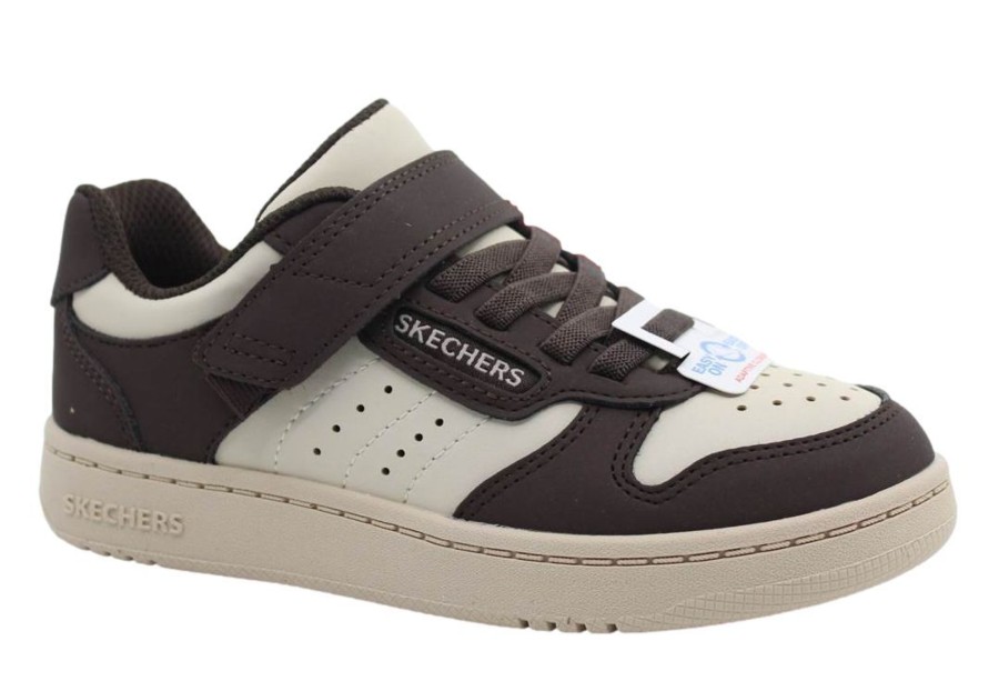 Zapatillas niño Skechers street Los Angeles classic avenue color marrón y beig sneakers tipo botin de Skechers con cierre de tira adherente y elasticos easy on y off muy comodas
