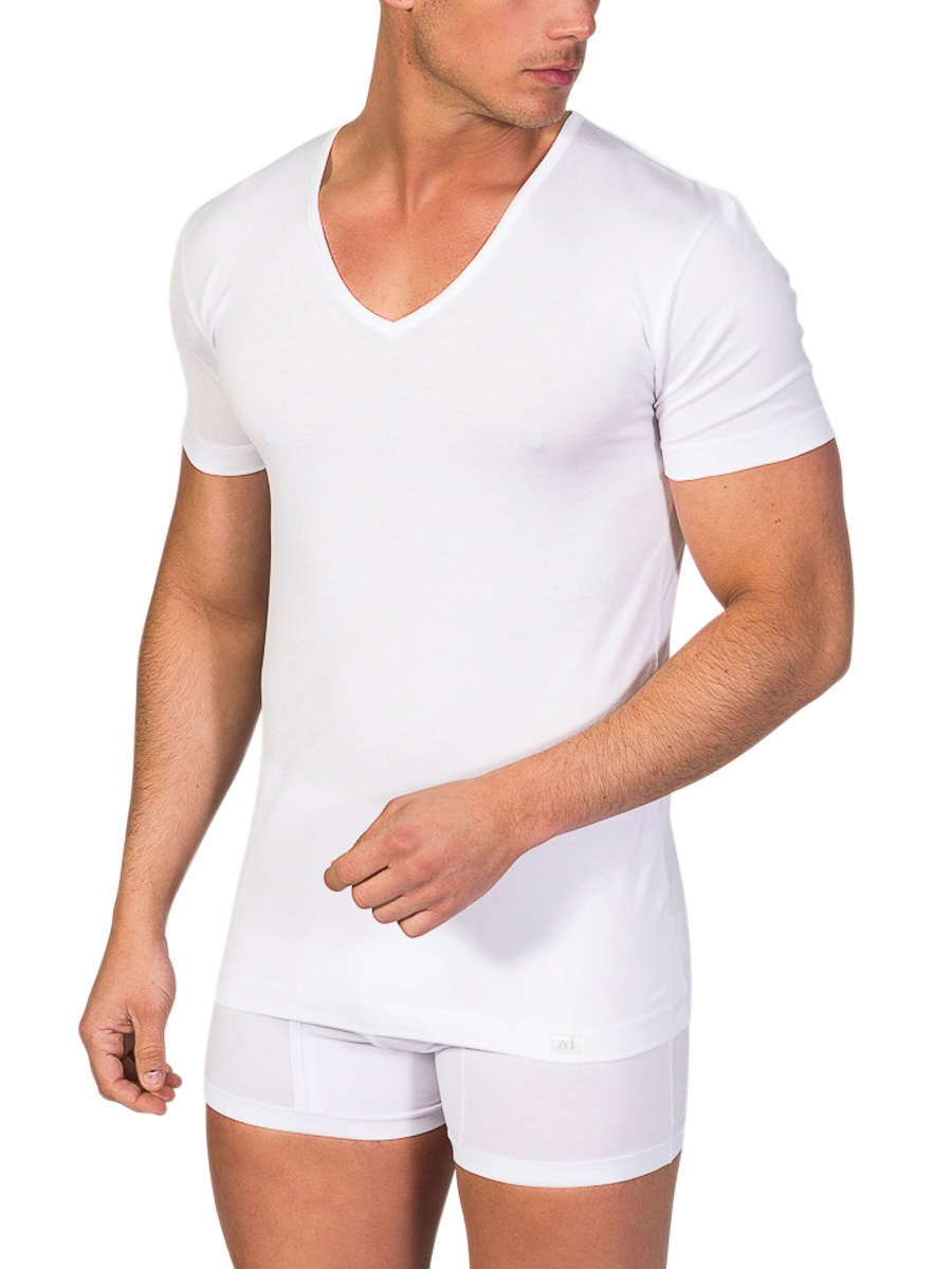 V-neck T-shirt Mercerized Cotton - Item1