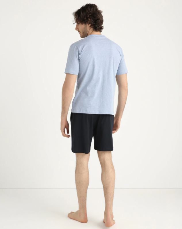 Pijama corto azul de hombre confeccionado con hilo de escocia de la coleccion primavera verano 2021 de Zd Zero Defects - Ítem1