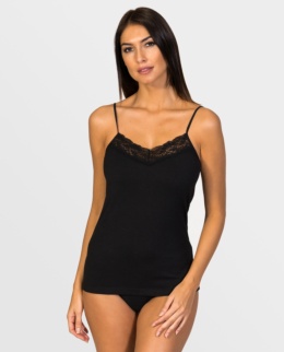 Soya Spaghetti top with lace and V-neck