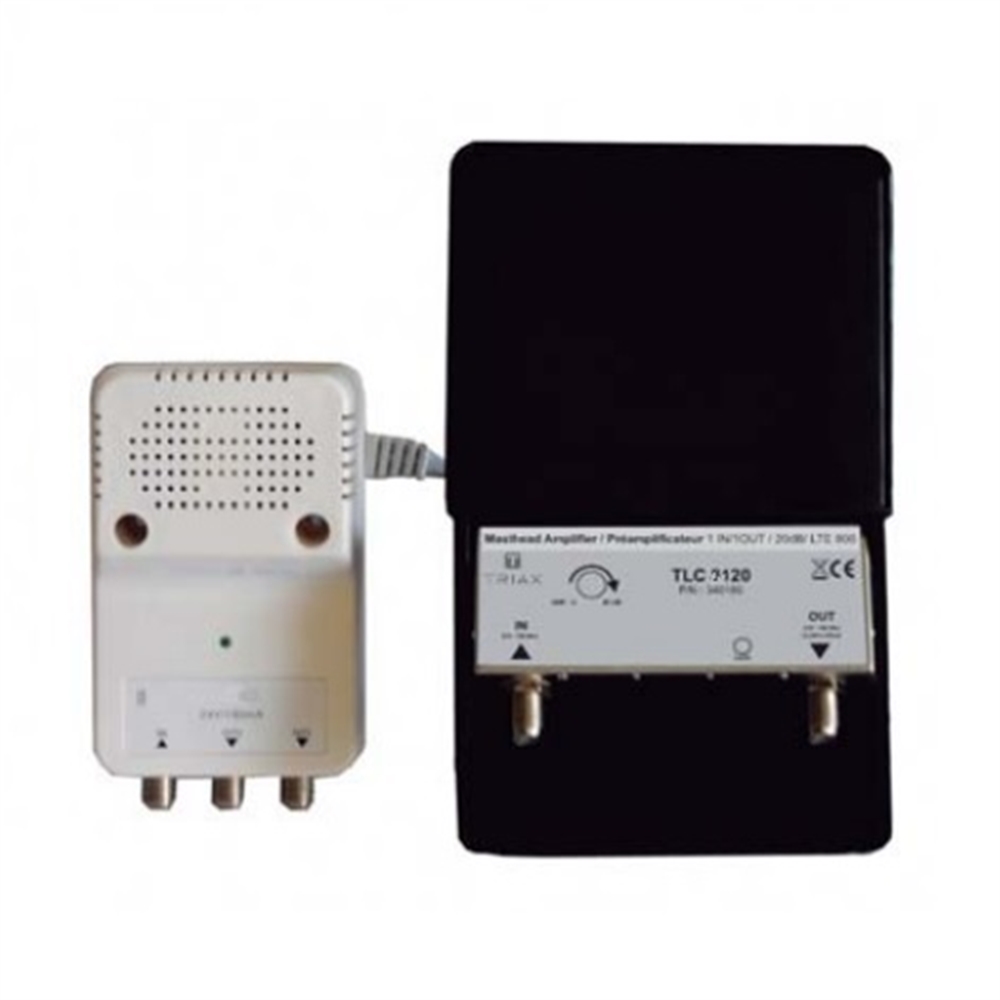 Kit amplificador de mástil LTE 5G 700 MHz; TLC 7120 G=20dB + fuente 24Vdc