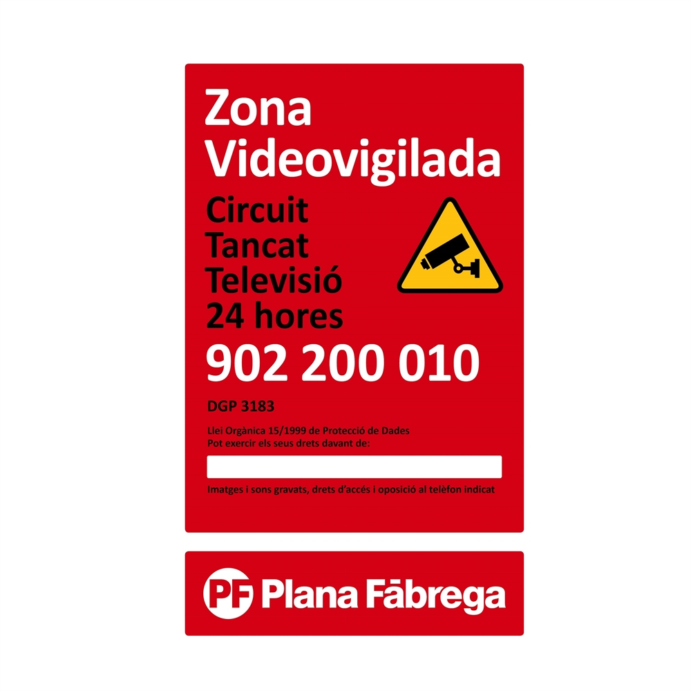 Petit panneau de zone de vidéosurveillance catalan - Article1