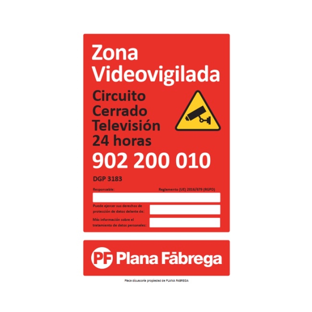 Petit panneau de zone de vidéosurveillance Espagnol