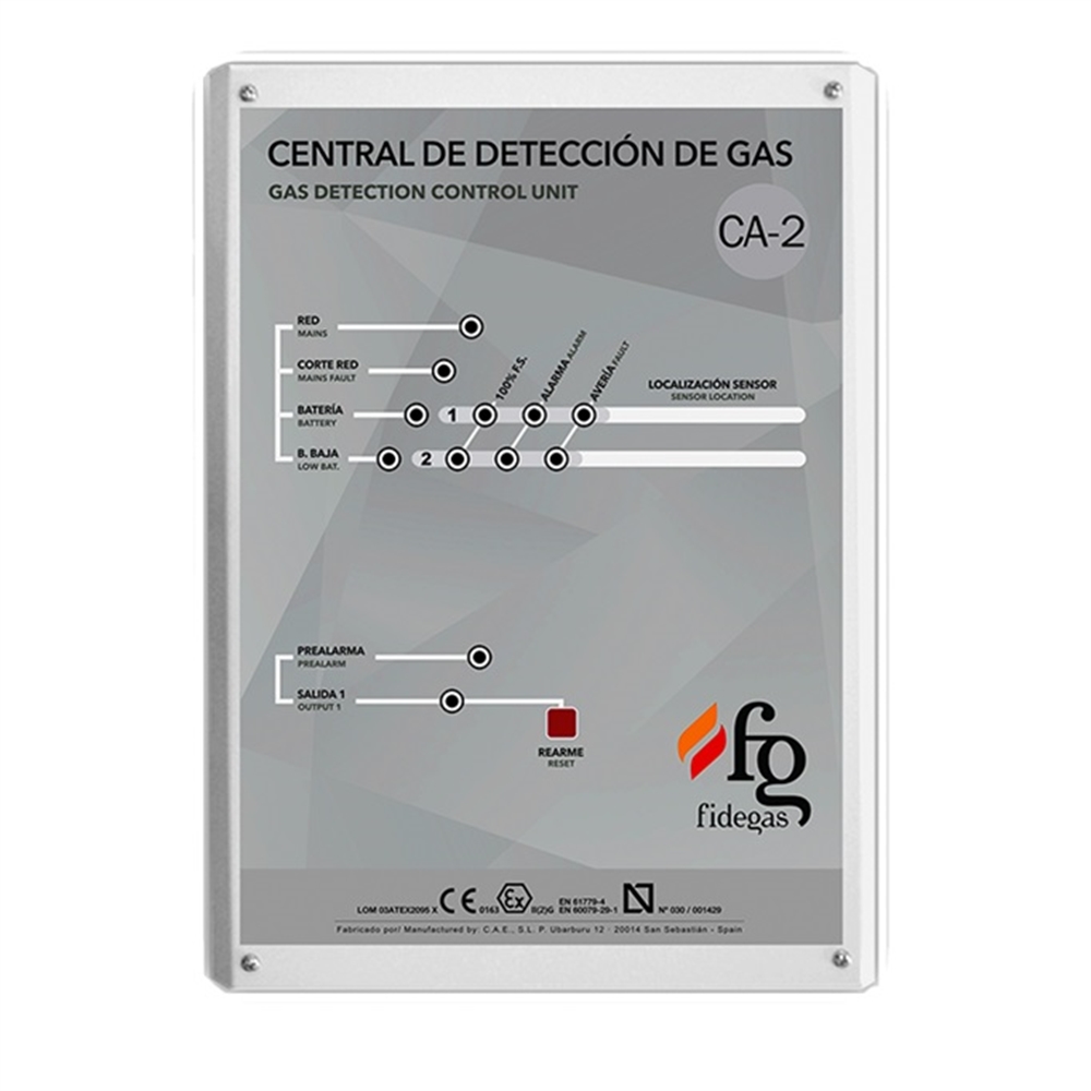 Centrale de détection de gaz CA-2 pour 2 capteurs deportées
