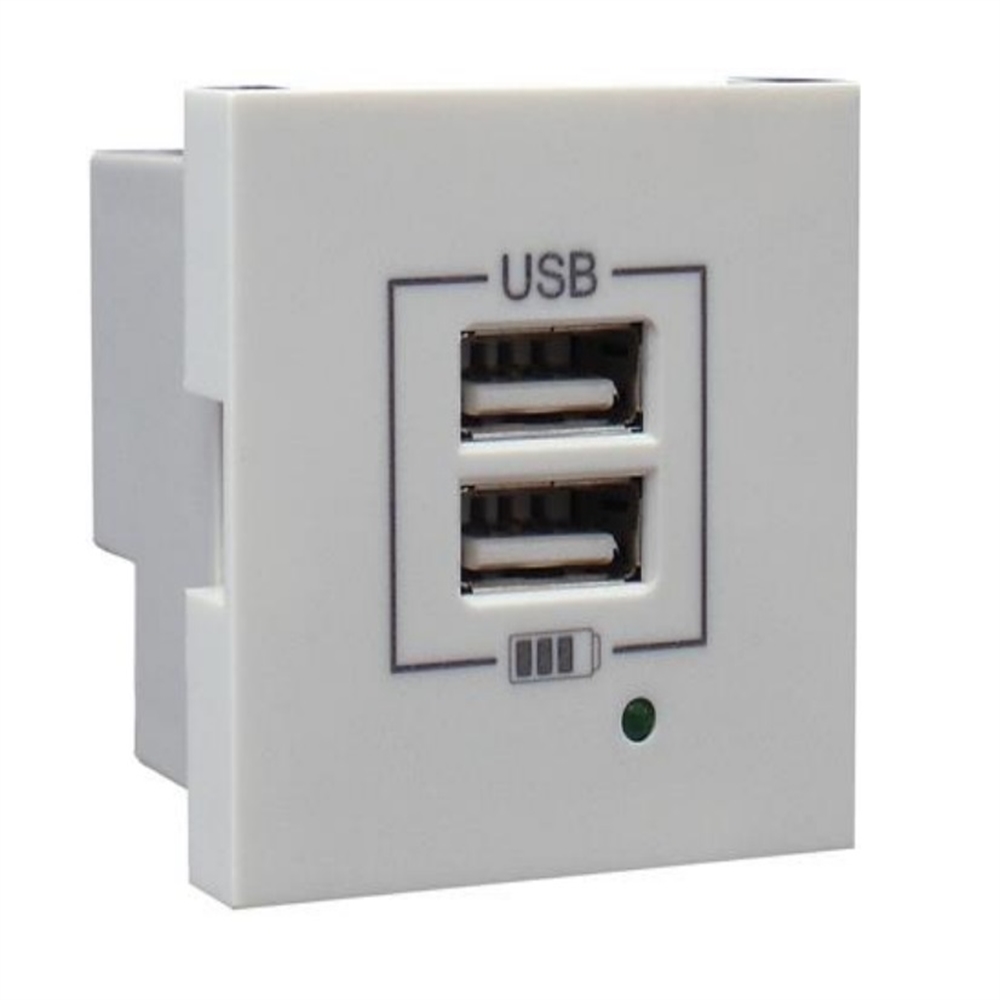 Cargador doble USB Tipo A. Q45. Blanco