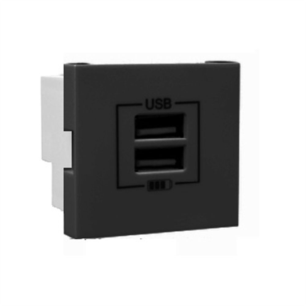 Chargeur USB double type A. Gris