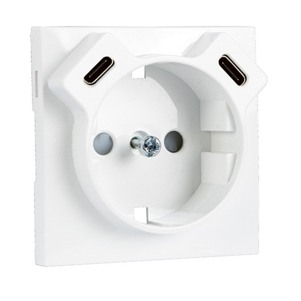 TAPA P/BASE SCHUKO+USB (C+C). BLANC