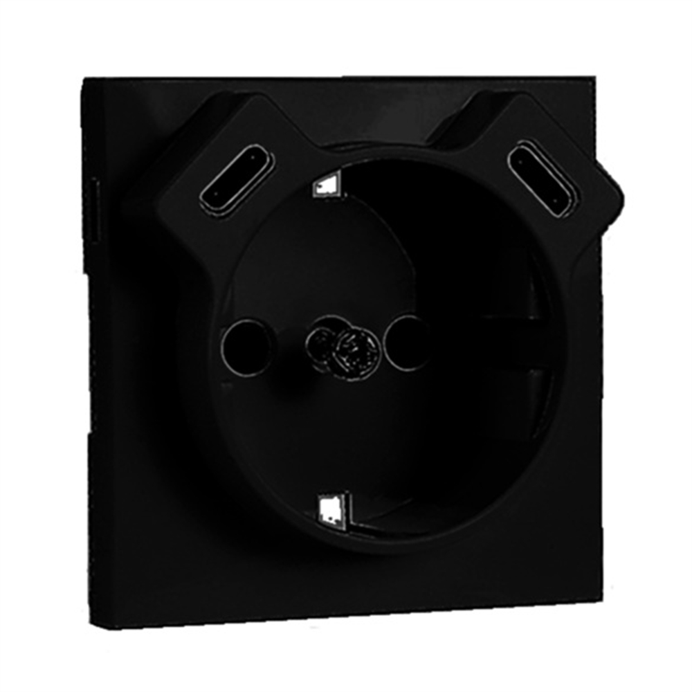 TAPA P/BASE SCHUKO+USB (C+C). NEGRE MAT.