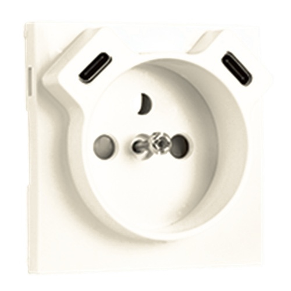 TAPA PER A BASE FRANCESSA AMB USB (C+C) MARFIL
